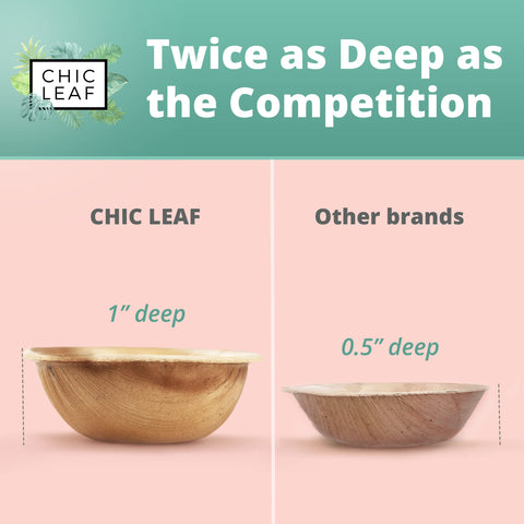 Round, Compostable Palm Leaf Bowls for Parties Chic Leaf