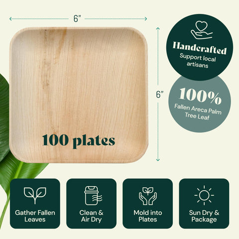 Chic Leaf Palm Leaf Plates Bulk – 6" Chic Leaf