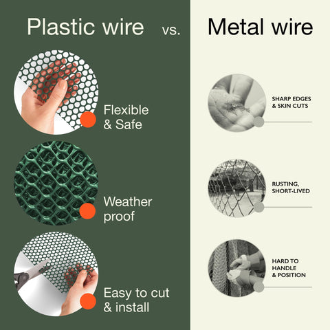 MaPorch Plastic Animal Wire Mesh- Green 10ft 1-Pack MaPorch