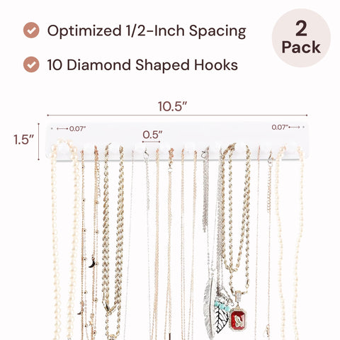 Wall-Mounted Necklace Organizer & Holder (2-Pack) Boxy Concepts