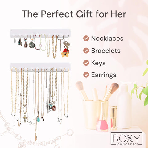 Wall-Mounted Necklace Organizer & Holder (2-Pack) Boxy Concepts