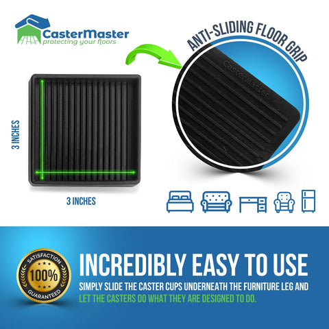 CasterMaster Non Slip Furniture Pads Black CasterMaster