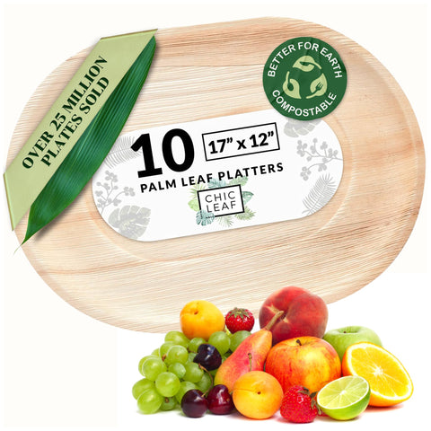 Chic Leaf Palm Leaf Trays – 10 Pack 22x12" Chic Leaf