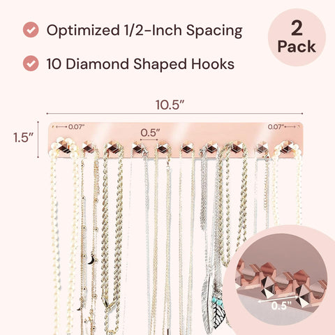 Wall-Mounted Necklace Organizer & Holder (2-Pack) Boxy Concepts
