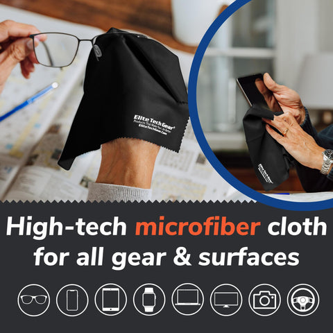 Elite Tech Gear Microfiber Cloth Bulk Black Elite Tech Gear