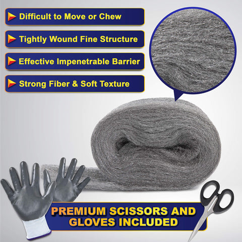 MaPorch Mice Control Steel Wool+ Gloves & Scissors MaPorch