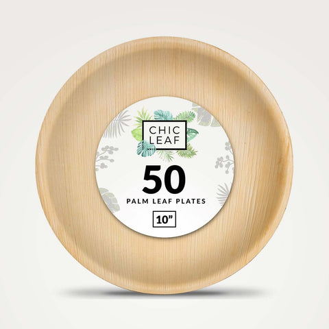 Chic Leaf Palm Leaf Plates Bulk – 50 Pack 10" Chic Leaf