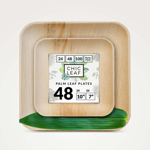Chic Leaf Palm Leaf Plates Bulk – 10" 7" Chic Leaf