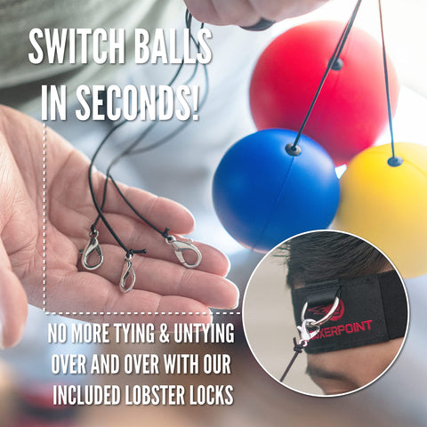 Colorful juggling balls with lobster claw clasps.