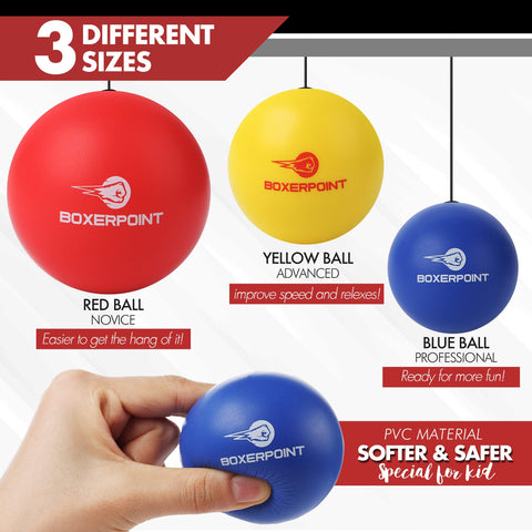 Three-colored boxing reflex balls.
