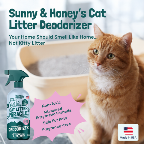 Sunny & Honey Cat Litter Miracle: Fragrance-Free Deodorizer Spray (32 oz) Sunny & Honey