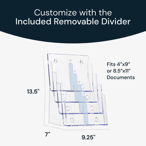 A4 Sized 4-Tier Clear Acrylic Brochure Holder (Dual Mount) Simply Imagine
