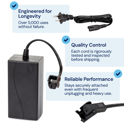 Universal Recliner Power Cord Replacement (2-Pin Adapter) Blue Cactus