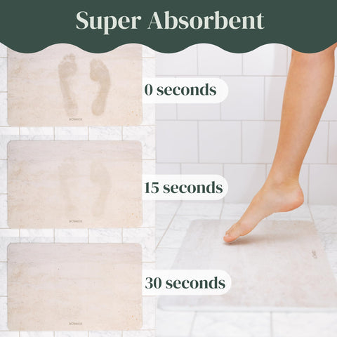 Diatomaceous Earth Stone Bath Mat (24" × 15") Rohkex