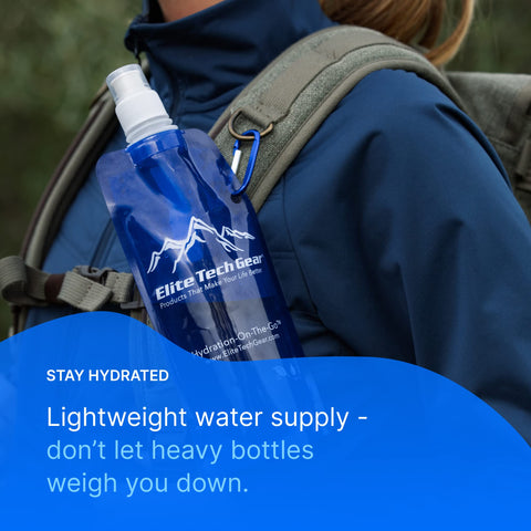 0.5L Reusable, Collapsible Water Bottles for Travel (10 Pack) Elite tech gear
