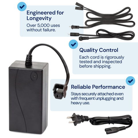 Universal Recliner Power Cord Replacement (2-Pin Adapter) Blue Cactus