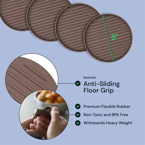 Non Slip Rubber Furniture Pads (Brown & Round) Caster Master