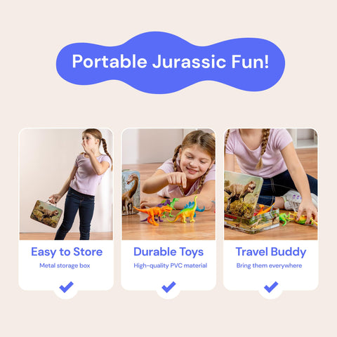PlayVibe Dinosaur Kids Toy Set With Storage Box PlayVibe