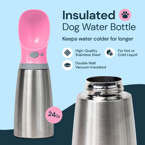 MalsiPree Insulated Dog Water Bottle- 24oz Malsipree