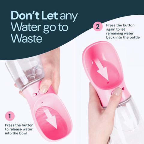 MalsiPree Dog Water Bottle With Bowl- 19oz Malsipree