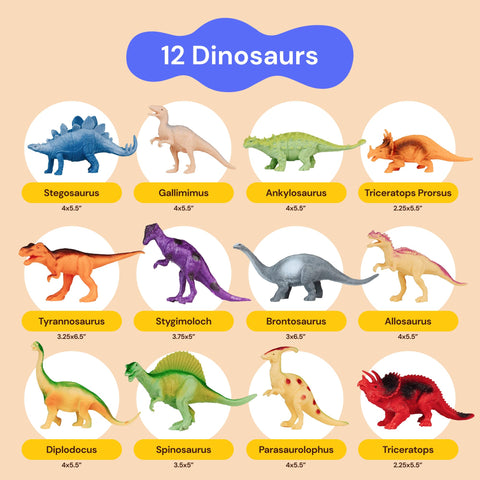 PlayVibe Dinosaur Kids Toy Set With Storage Box PlayVibe