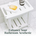 Plastic Shower Bench with Shelf & Curved Seat Rohkex