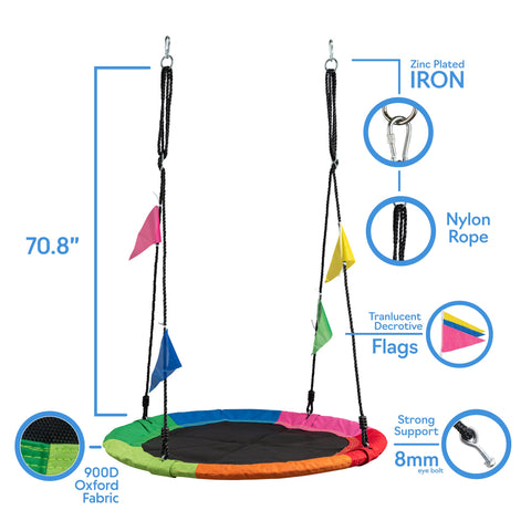PlayVibe: 40 Inch Tree Swing For Kids (Waterproof, Saucer Design) PlayVibe