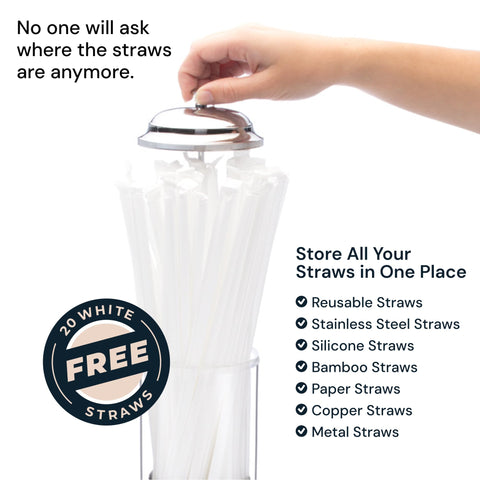 Clear Acrylic Straw Dispenser with Chrome Lid (11.5 Inches) Simply Imagine