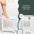 Plastic Shower Bench with Shelf & Curved Seat Rohkex