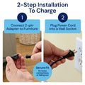 Universal Recliner Power Cord Replacement (2-Pin Adapter) Blue Cactus
