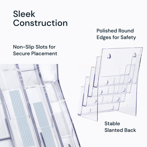 A4 Sized 4-Tier Clear Acrylic Brochure Holder (Dual Mount) Simply Imagine
