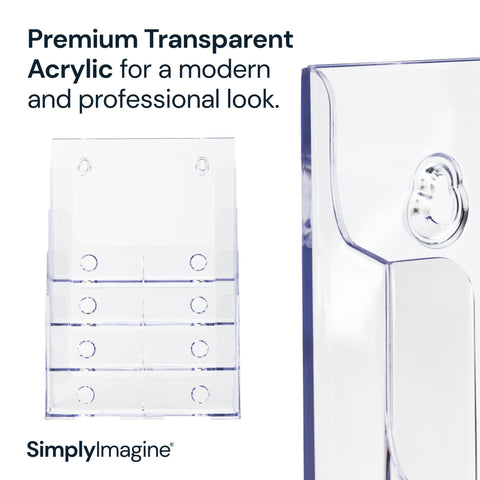 A4 Sized 4-Tier Clear Acrylic Brochure Holder (Dual Mount) Simply Imagine