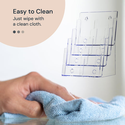 A4 Sized 4-Tier Clear Acrylic Brochure Holder (Dual Mount) Simply Imagine