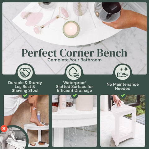 Water-Proof Plastic Corner Shower Stool for Shaving Legs - GoNorth