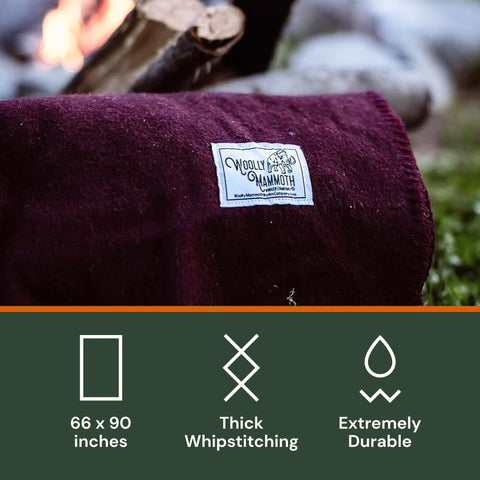 Woolly Mammoth Explorer: Warm Wool Blanket for Camping & Adventure Woolly Mammoth