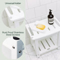 Plastic Shower Bench with Shelf & Curved Seat Rohkex