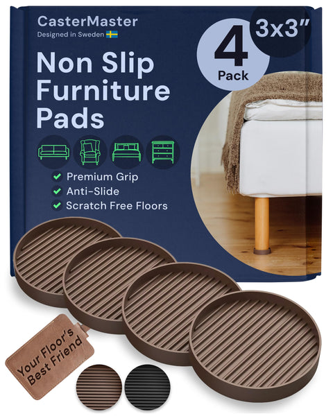 Non Slip Rubber Furniture Pads (Brown & Round) Caster Master