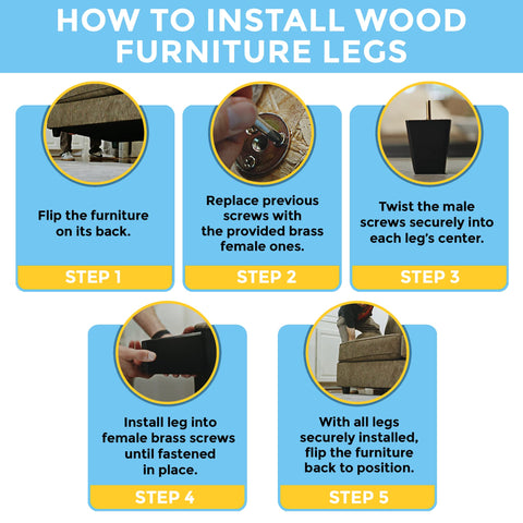 Premium Hardwood Furniture Leg Replacement Blue Cactus