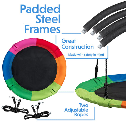 PlayVibe: 40 Inch Tree Swing For Kids (Waterproof, Saucer Design) PlayVibe