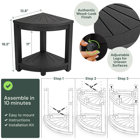 Water-Proof Plastic Corner Shower Stool for Shaving Legs - GoNorth