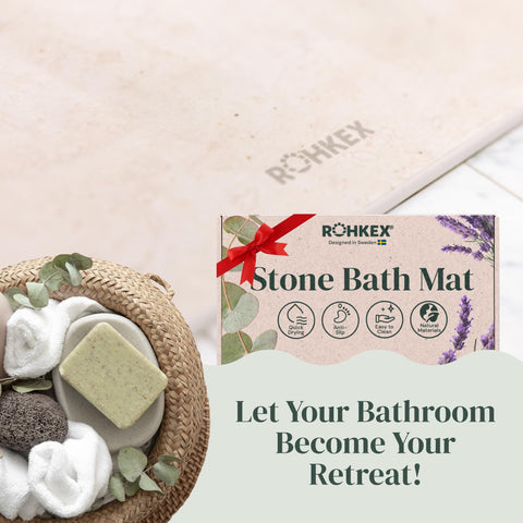 Diatomaceous Earth Stone Bath Mat (24" × 15") Rohkex