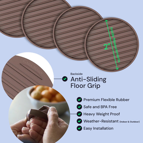 Non Slip Rubber Furniture Pads (Brown & Round) Caster Master