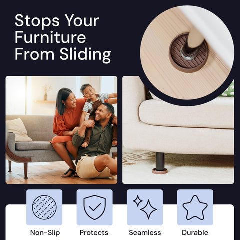 Non Slip Rubber Furniture Pads (Brown & Round) Caster Master