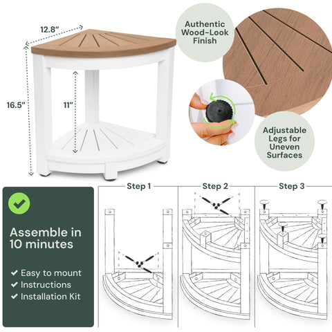Water-Proof Plastic Corner Shower Stool for Shaving Legs - GoNorth