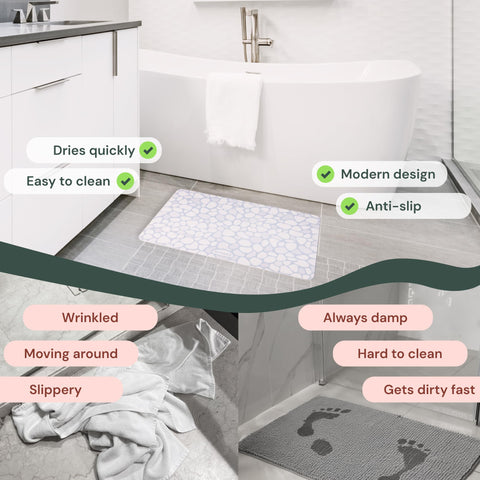 Diatomaceous Earth Stone Bath Mat (24" × 15") Rohkex