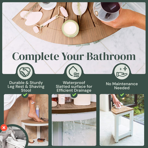 Water-Proof Plastic Corner Shower Stool for Shaving Legs - GoNorth