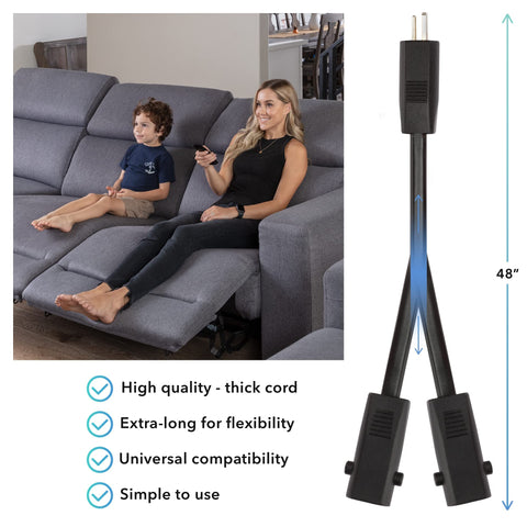 Universal Recliner Power Cord Replacement (2-Pin Adapter) Blue Cactus
