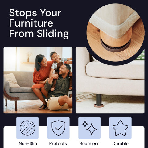 Non Slip Rubber Furniture Pads (Brown & Round) Caster Master