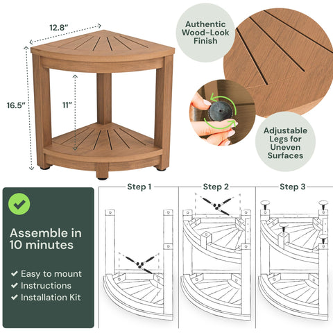 Water-Proof Plastic Corner Shower Stool for Shaving Legs - GoNorth
