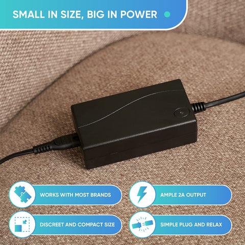 Universal Recliner Power Cord Replacement (2-Pin Adapter) Blue Cactus